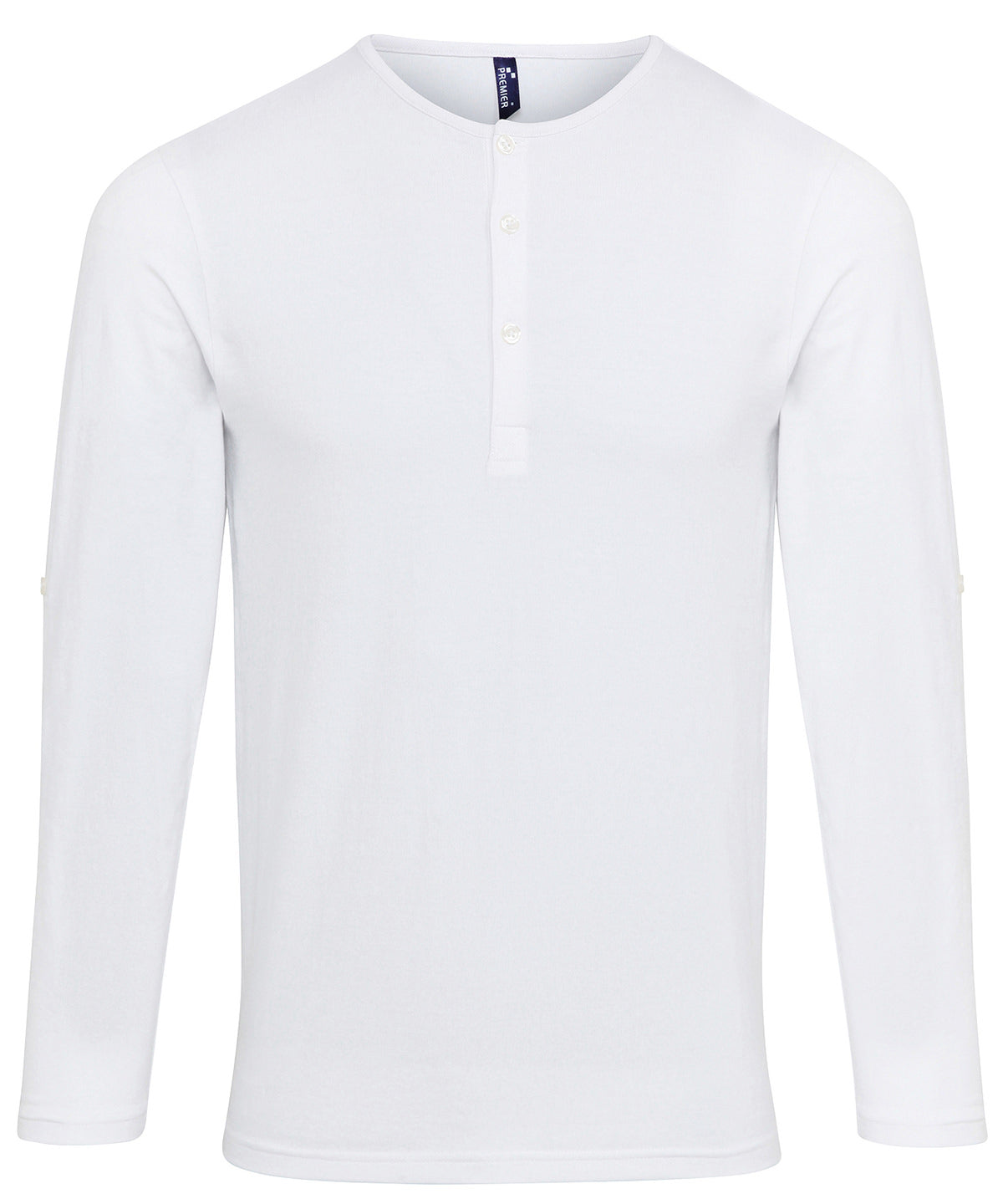 Long John roll-sleeve tee - PR218 - White - Customisable T-Shirts