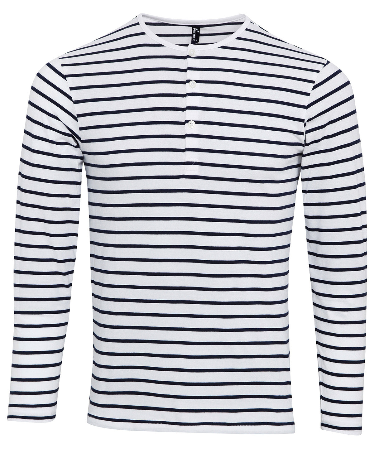 Long John roll-sleeve tee - PR218 - White Navy - Customisable T-Shirts