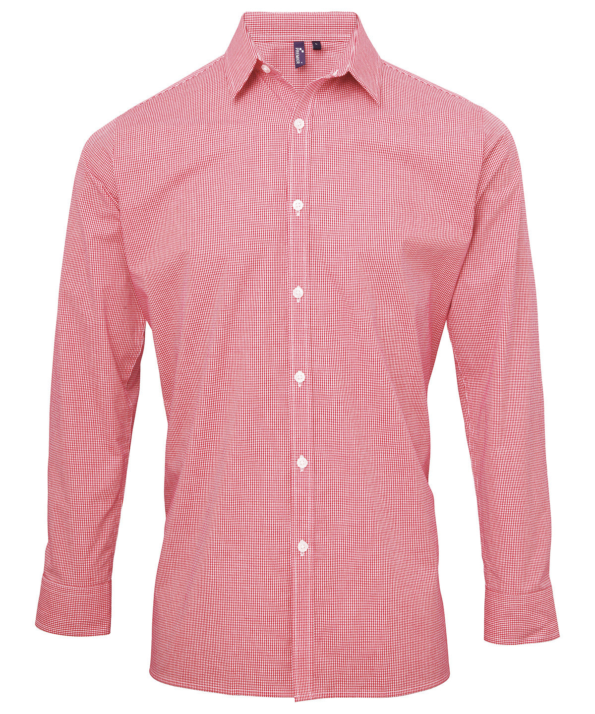 Microcheck (Gingham) long sleeve cotton shirt - PR220 - Red White - Customisable Shirts