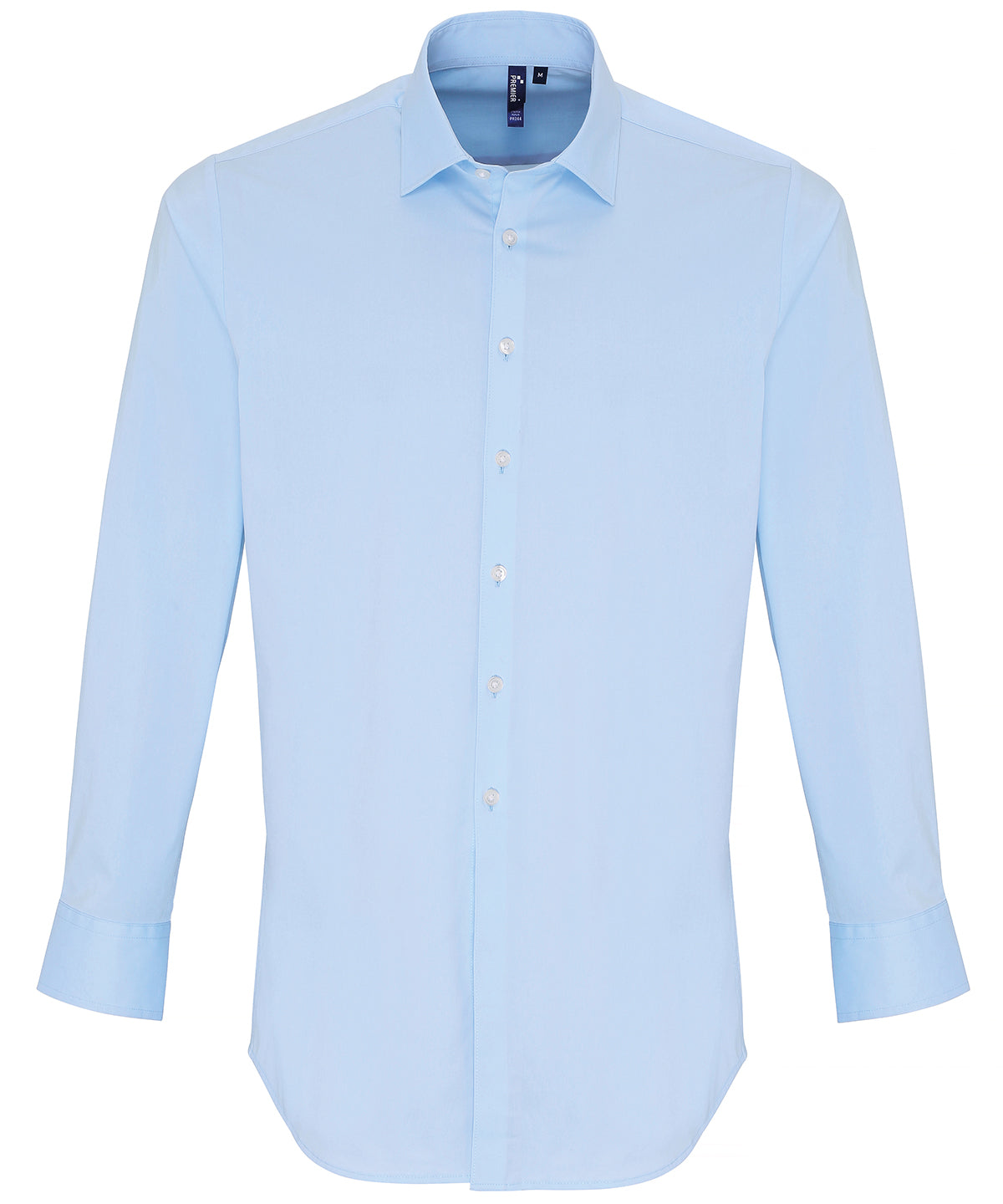 Stretch fit cotton poplin long sleeve shirt - PR244 - Pale Blue - Customisable Shirts
