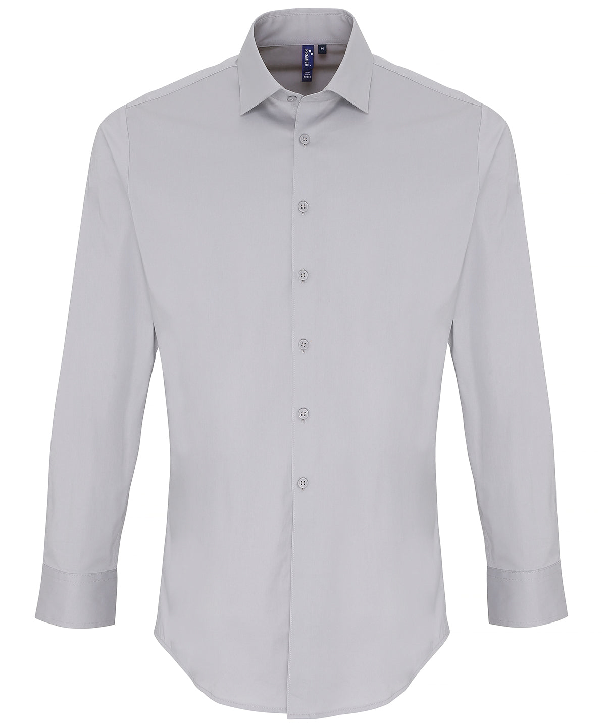 Stretch fit cotton poplin long sleeve shirt - PR244 - Silver - Customisable Shirts