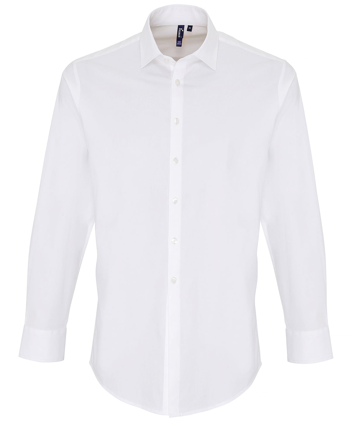 Stretch fit cotton poplin long sleeve shirt - PR244 - White - Customisable Shirts