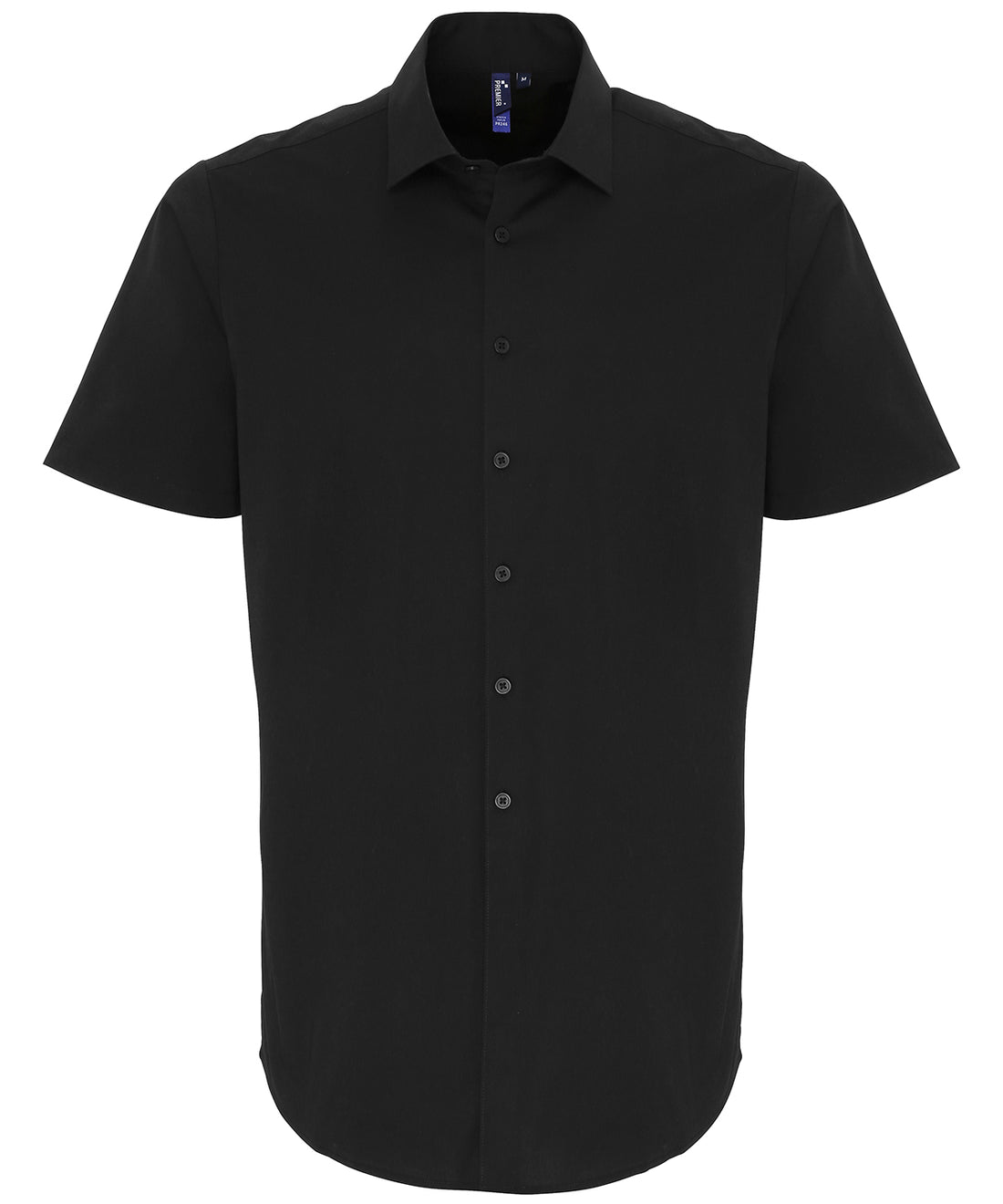 Stretch fit cotton poplin short sleeve shirt - PR246 - Black - Customisable Shirts