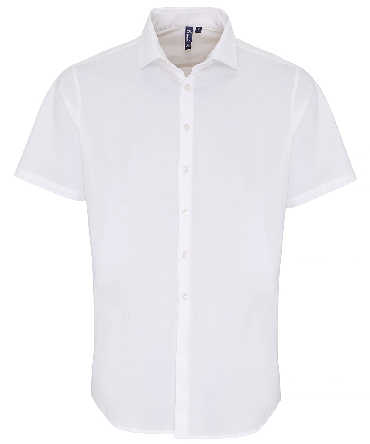 Stretch fit cotton poplin short sleeve shirt - PR246 - White - Customisable Shirts