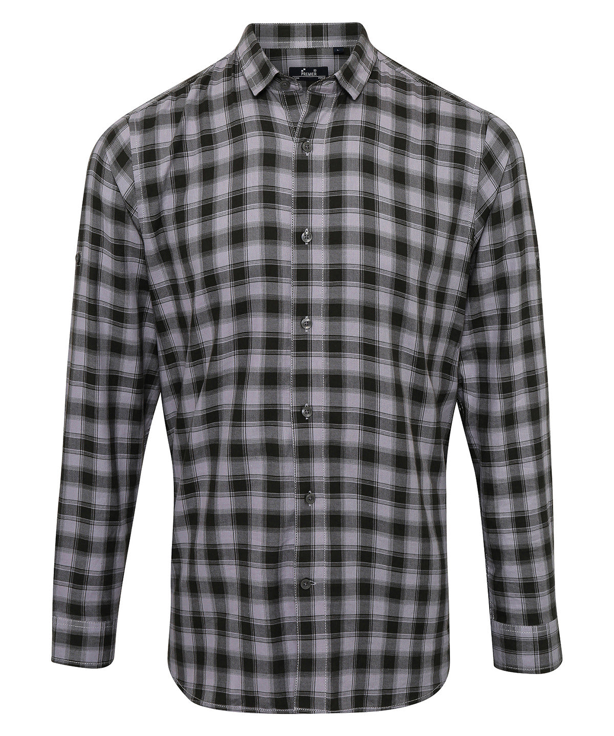 Mulligan check cotton long sleeve shirt - PR250 - Steel Black - Customisable Shirts