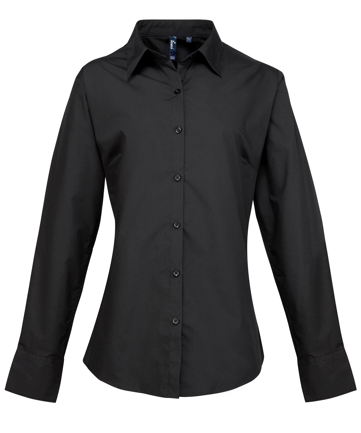Women's supreme poplin long sleeve shirt - PR307 - Black - Customisable Shirts