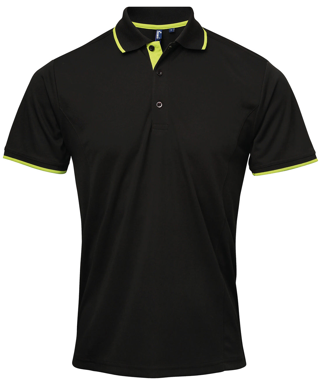 Contrast Coolchecker® polo - PR618 - Black Lime - Customisable Polos