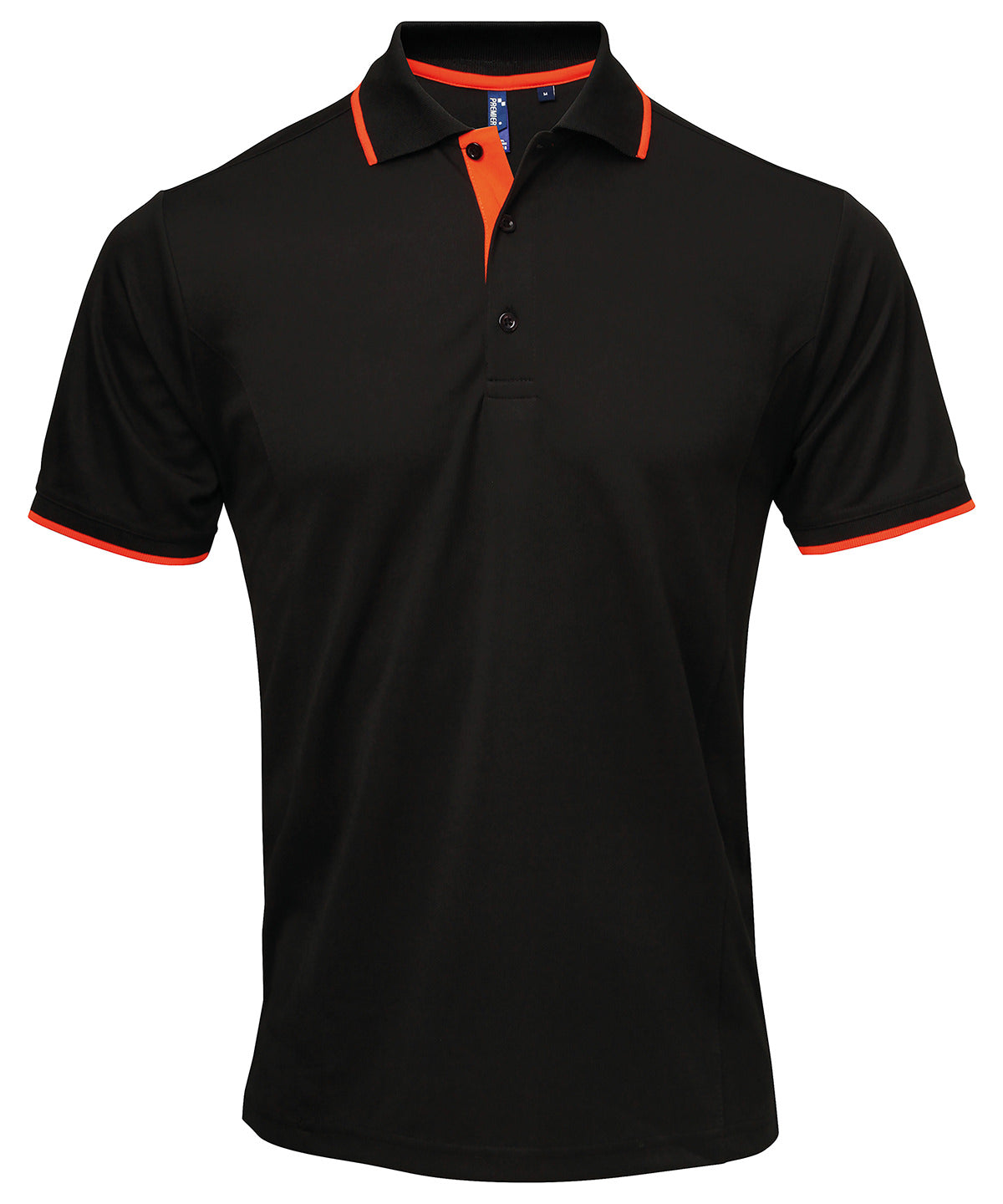 Contrast Coolchecker® polo - PR618 - Black Orange - Customisable Polos