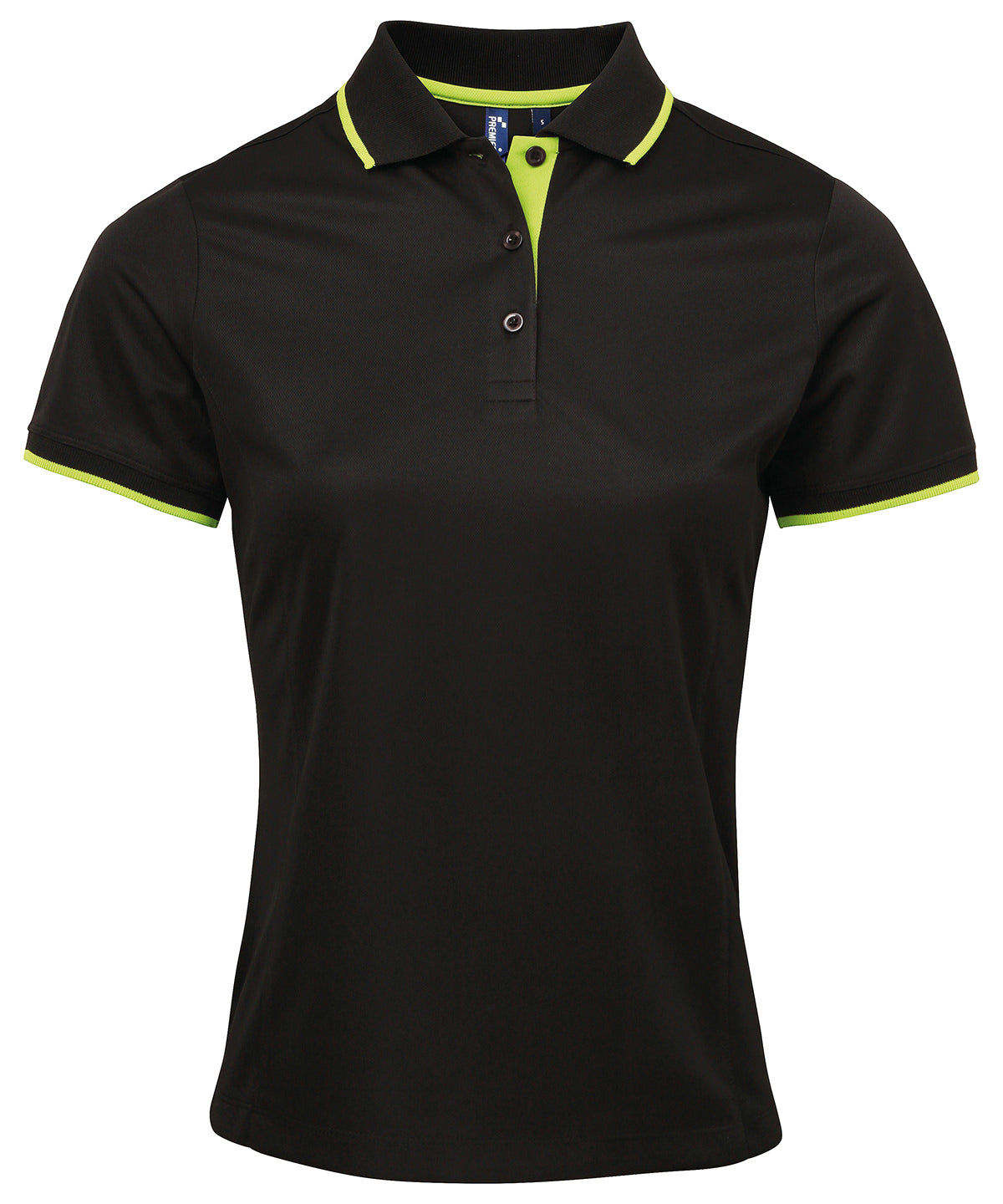 Women's contrast Coolchecker® polo - PR619 - Black Lime - Customisable Polos