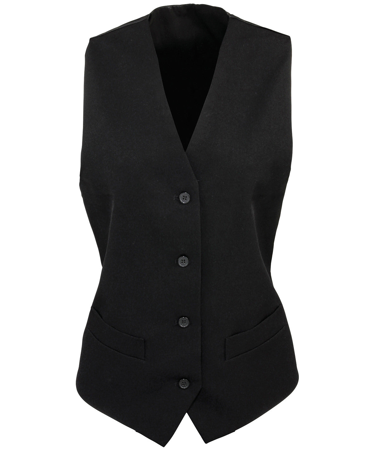 Black Lined Polyester Ladies Waistcoat - PR623 - Black XXS - Customisable Waistcoat
