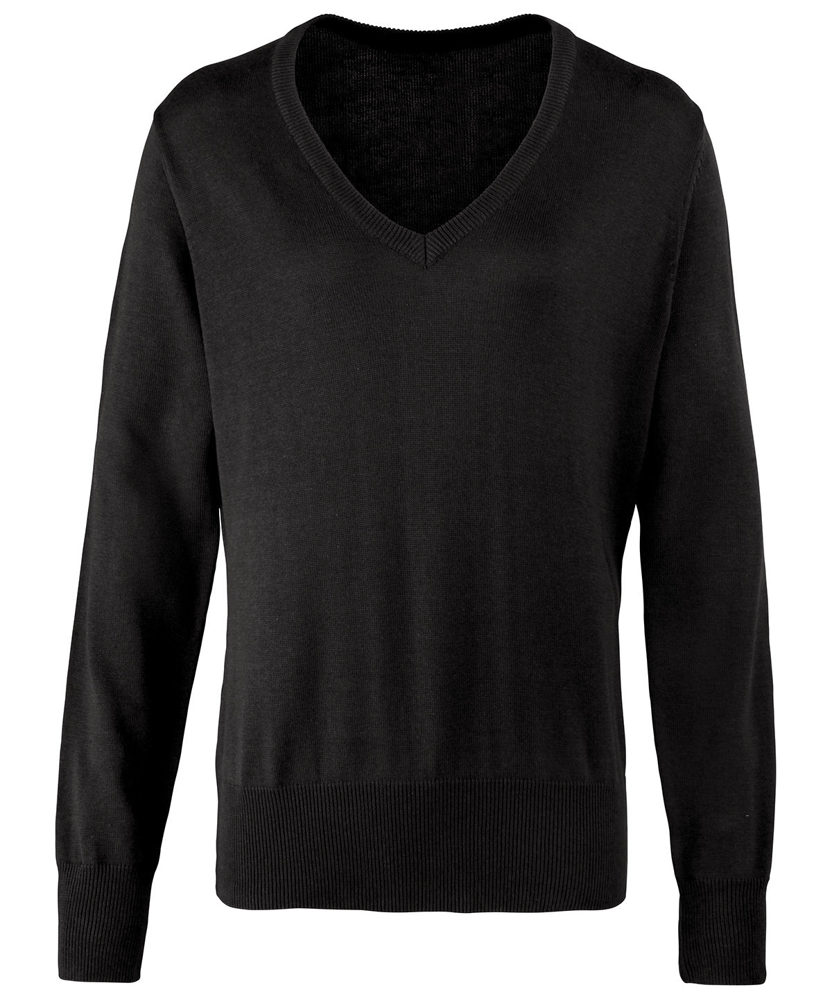 Premier Womens V-neck Knitted Sweater PR696 - Black - Customisable Sweatshirts