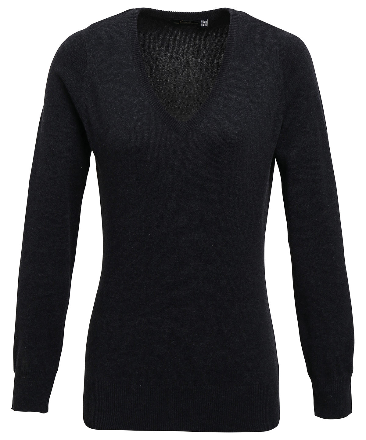 Premier Womens V-neck Knitted Sweater PR696 - Charcoal - Customisable Sweatshirts