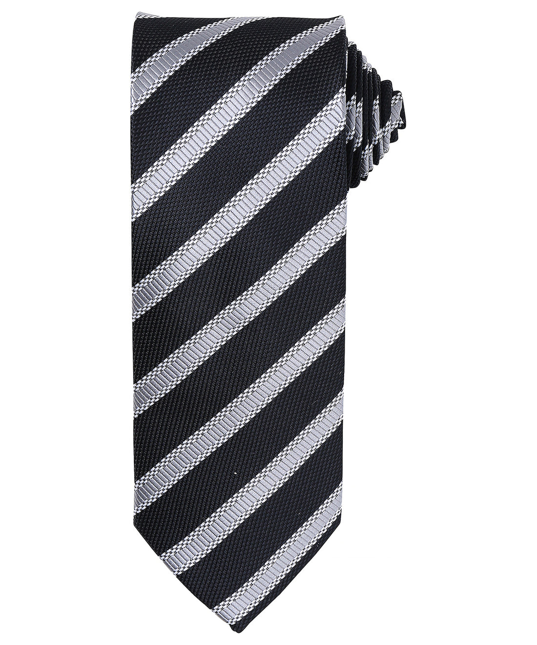 Waffle stripe tie - PR783 - Black Dark Grey One size - Customisable Ties