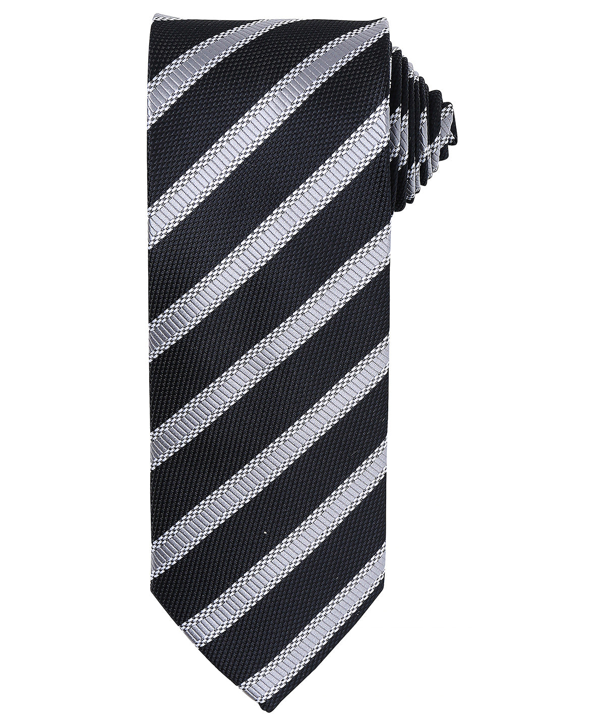 Waffle stripe tie - PR783 - Black Dark Grey One size - Customisable Ties