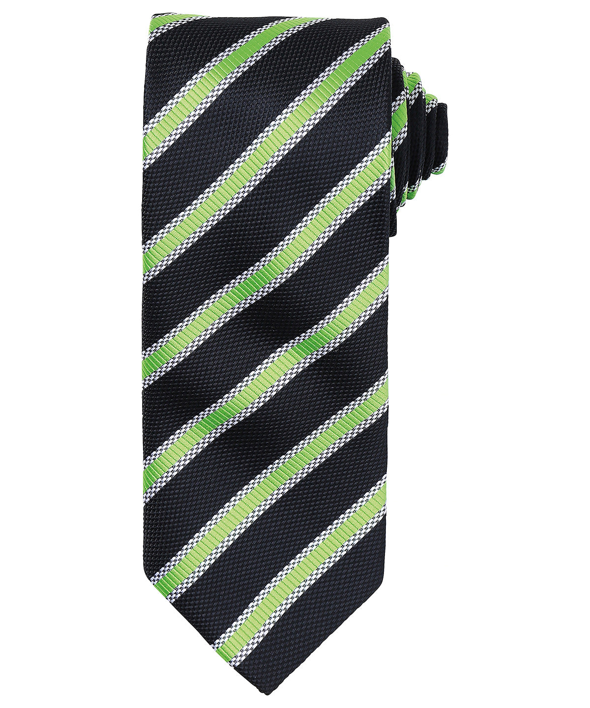 Waffle stripe tie - PR783 - Black Lime One size - Customisable Ties
