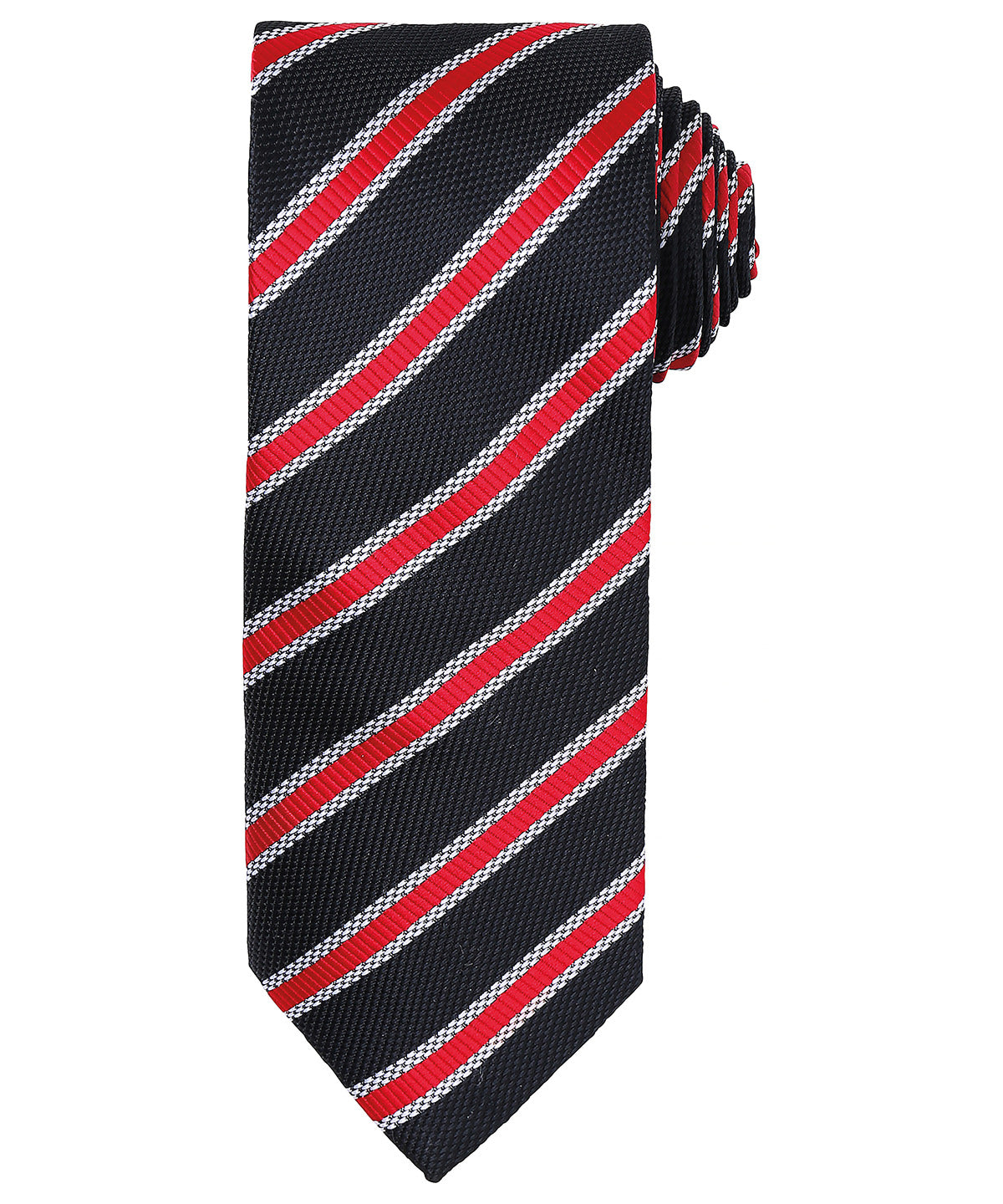 Waffle stripe tie - PR783 - Black Red One size - Customisable Ties