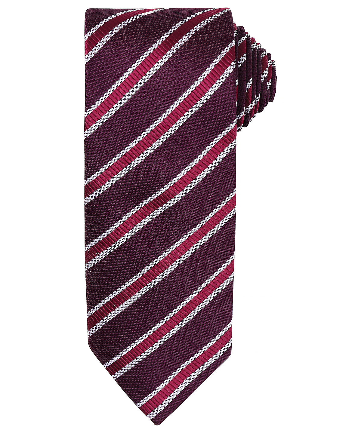 Waffle stripe tie - PR783 - Burgundy Aubergine One size - Customisable Ties