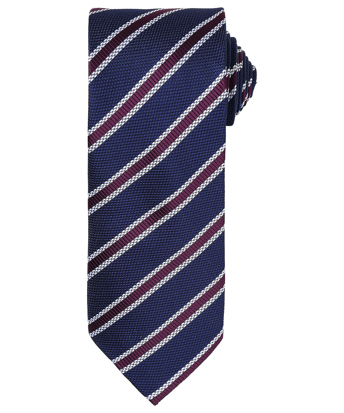 Waffle stripe tie - PR783 - Navy Aubergine One size - Customisable Ties