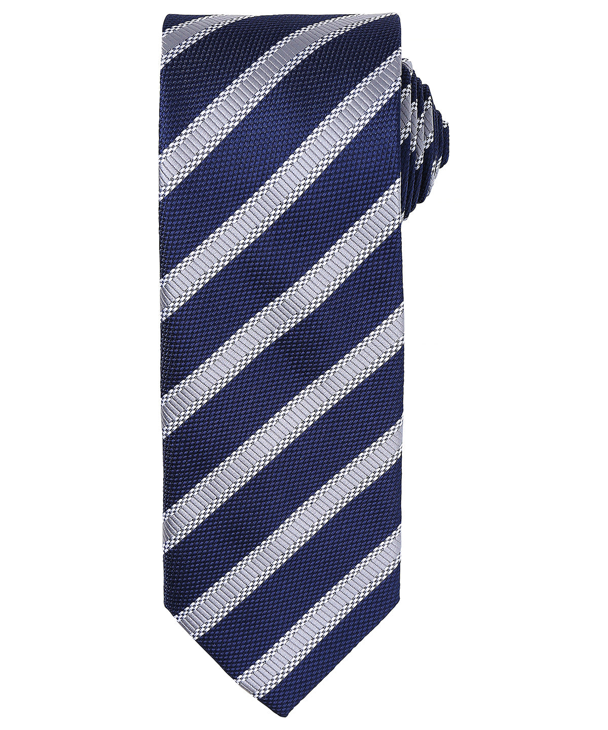 Waffle stripe tie - PR783 - Navy Silver One size - Customisable Ties
