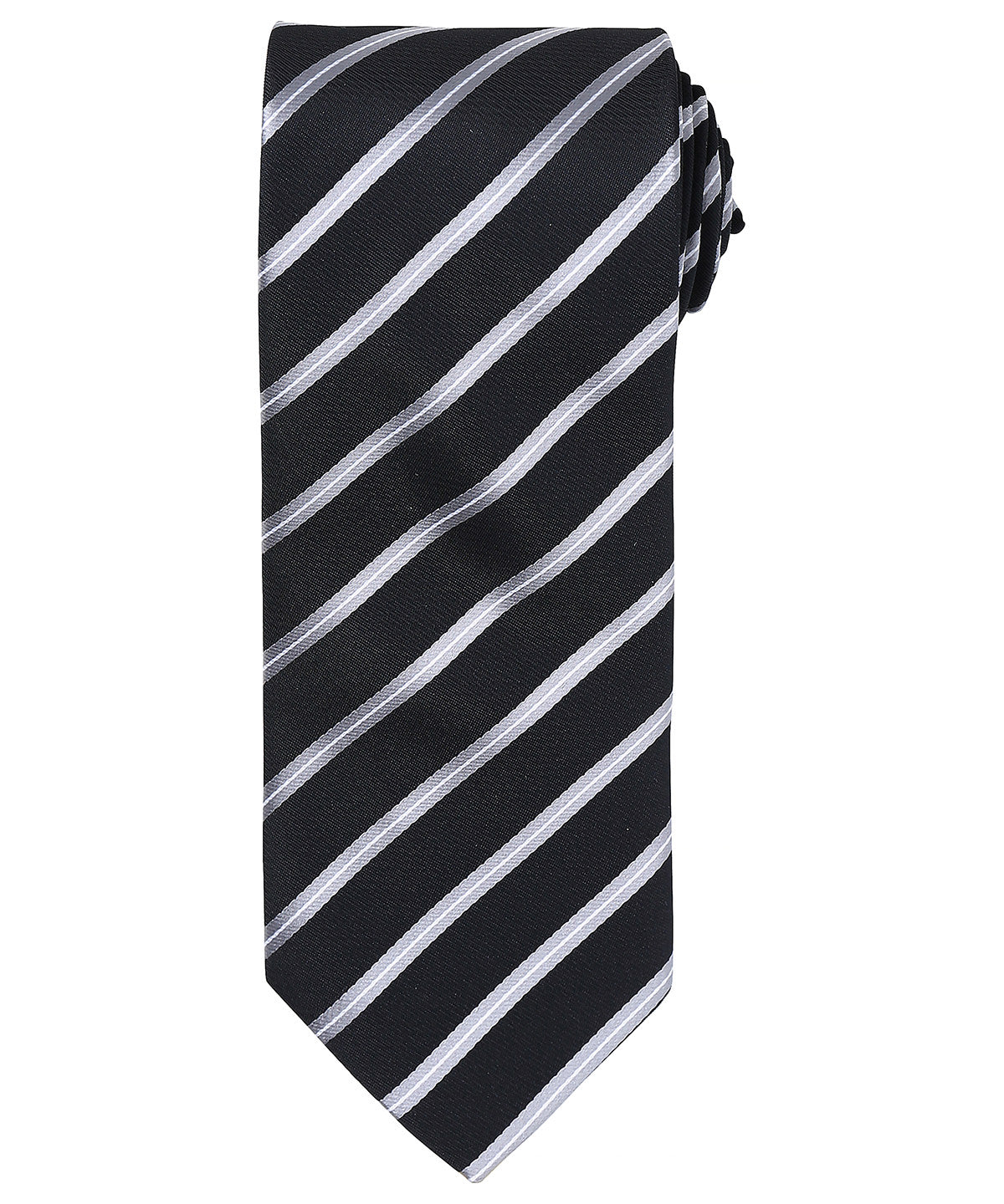 Sports stripe tie - PR784 - Black Silver One size - Customisable Ties