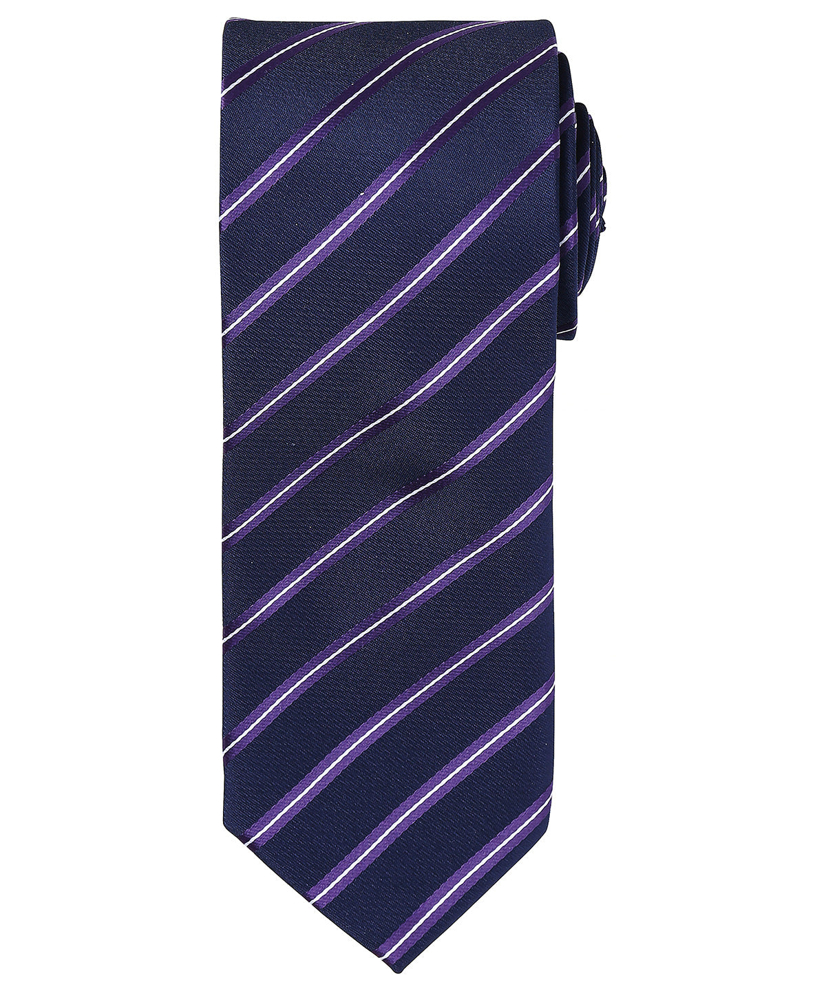 Sports stripe tie - PR784 - Navy Purple One size - Customisable Ties