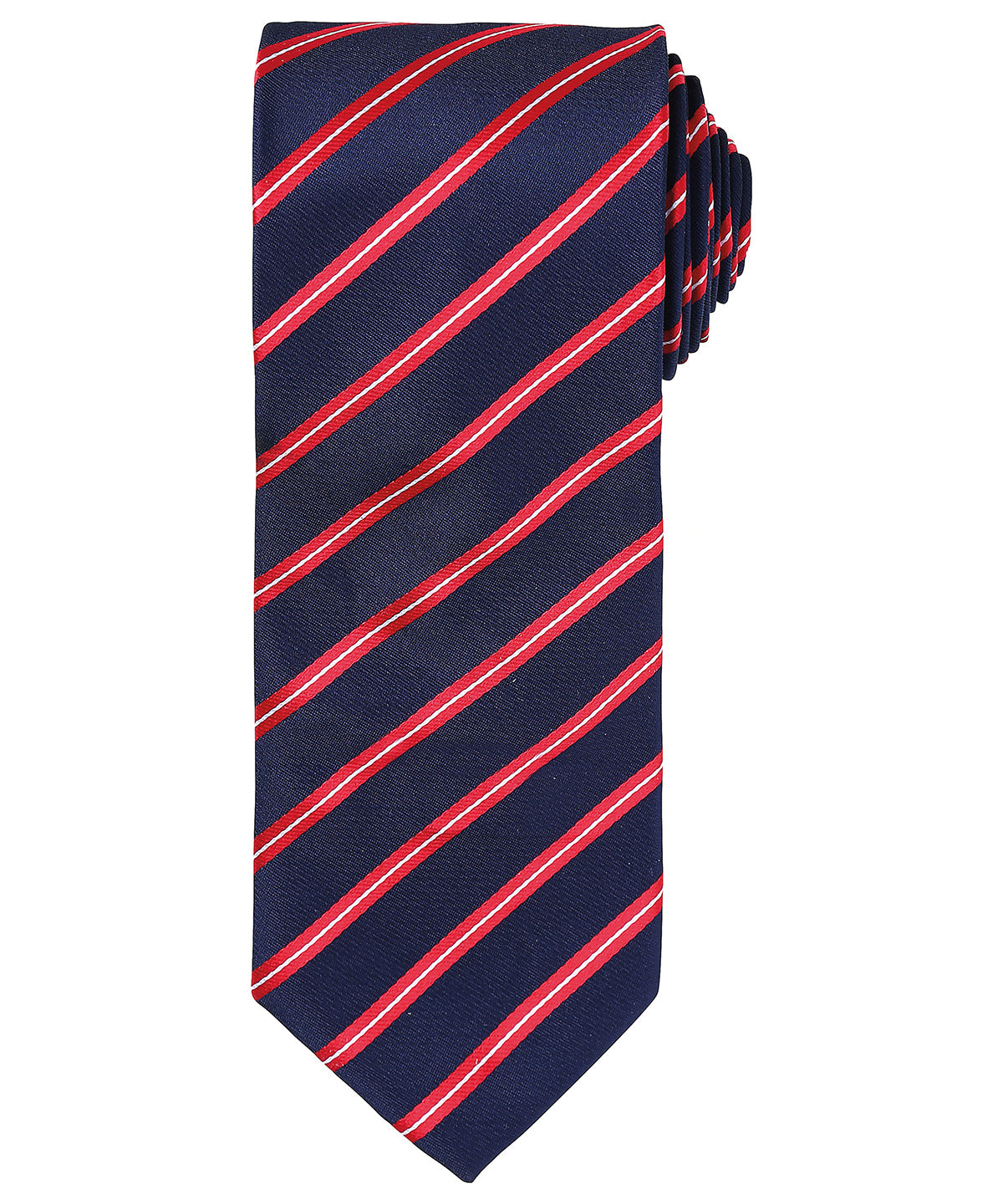 Sports stripe tie - PR784 - Navy Red One size - Customisable Ties