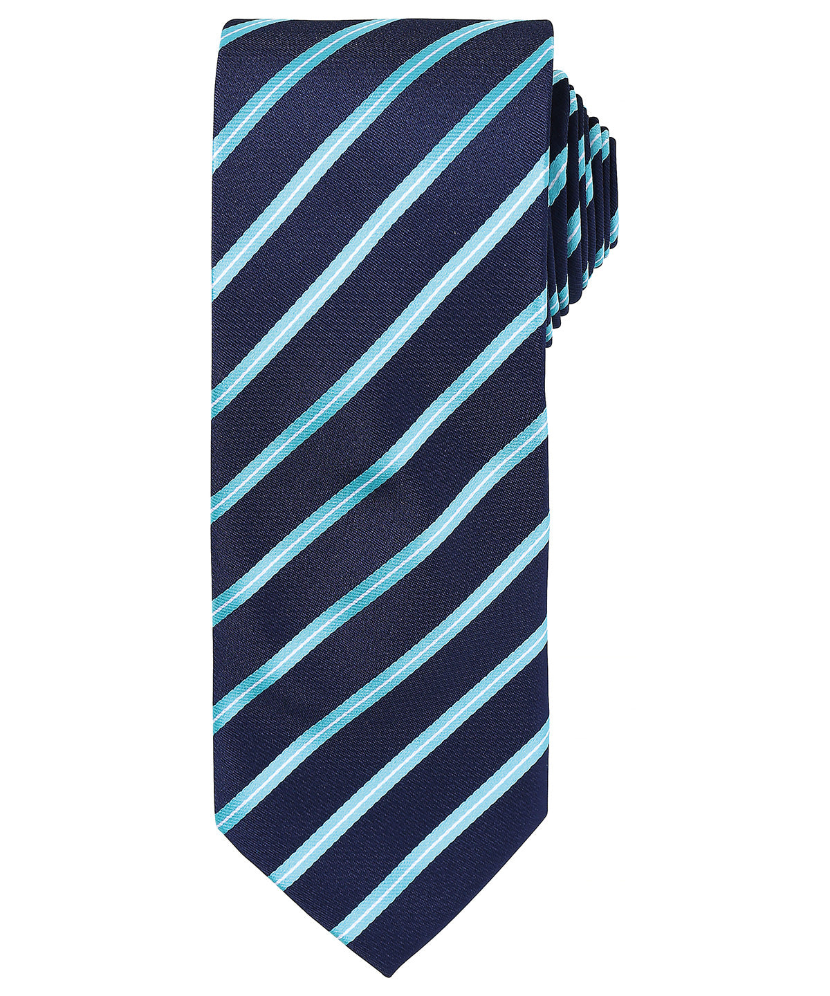 Sports stripe tie - PR784 - Navy Turquoise One size - Customisable Ties