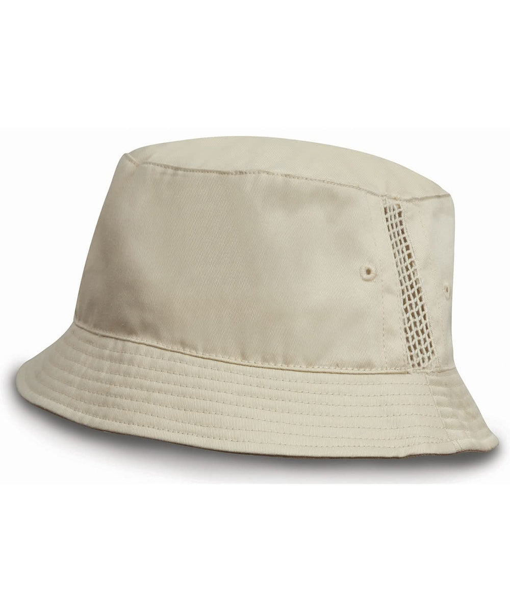 Deluxe washed cotton bucket hat with side mesh panels - RC45X