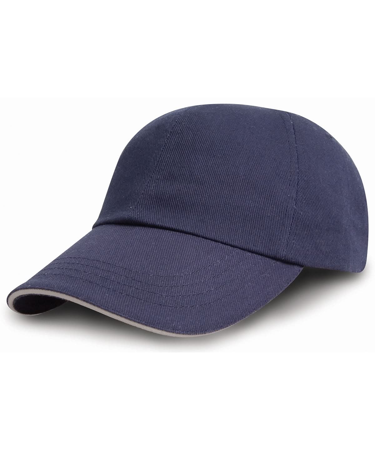Result Headwear Brushed coton printersembroiderers cap with sandwich peak RC50X - Navy Putty One size - Customisable Caps