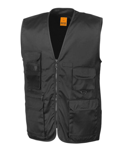 Result Workguard Adventure safari waistcoat RE45A - Black - Customisable Bodywarmers