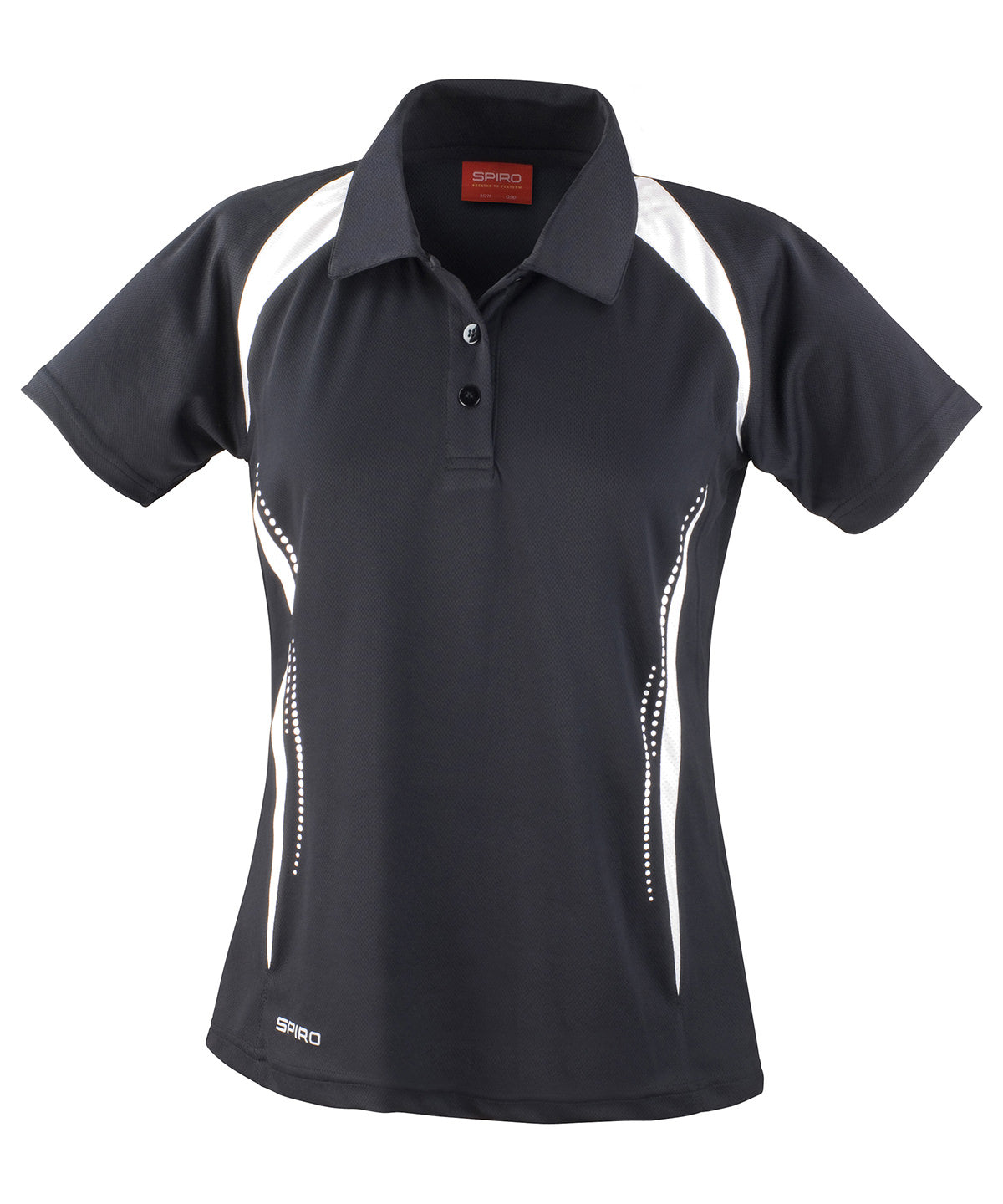 Ladies Team Spirit Polo Shirt - S177F - Black White - Customisable Polo Shirts