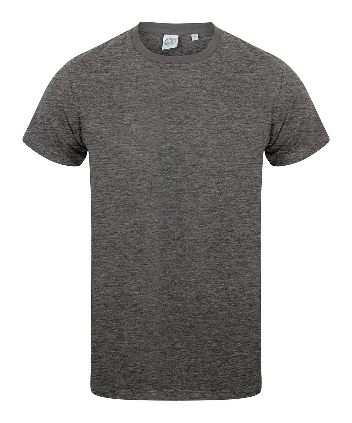 SF Mens feel good stretch t shirt 121 SF121 - Heather Charcoal - Customisable T-Shirt