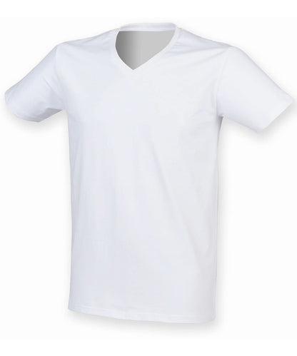 SF Mens feel good stretch v neck t shirt 122 SF122 - White - Customisable T-Shirt