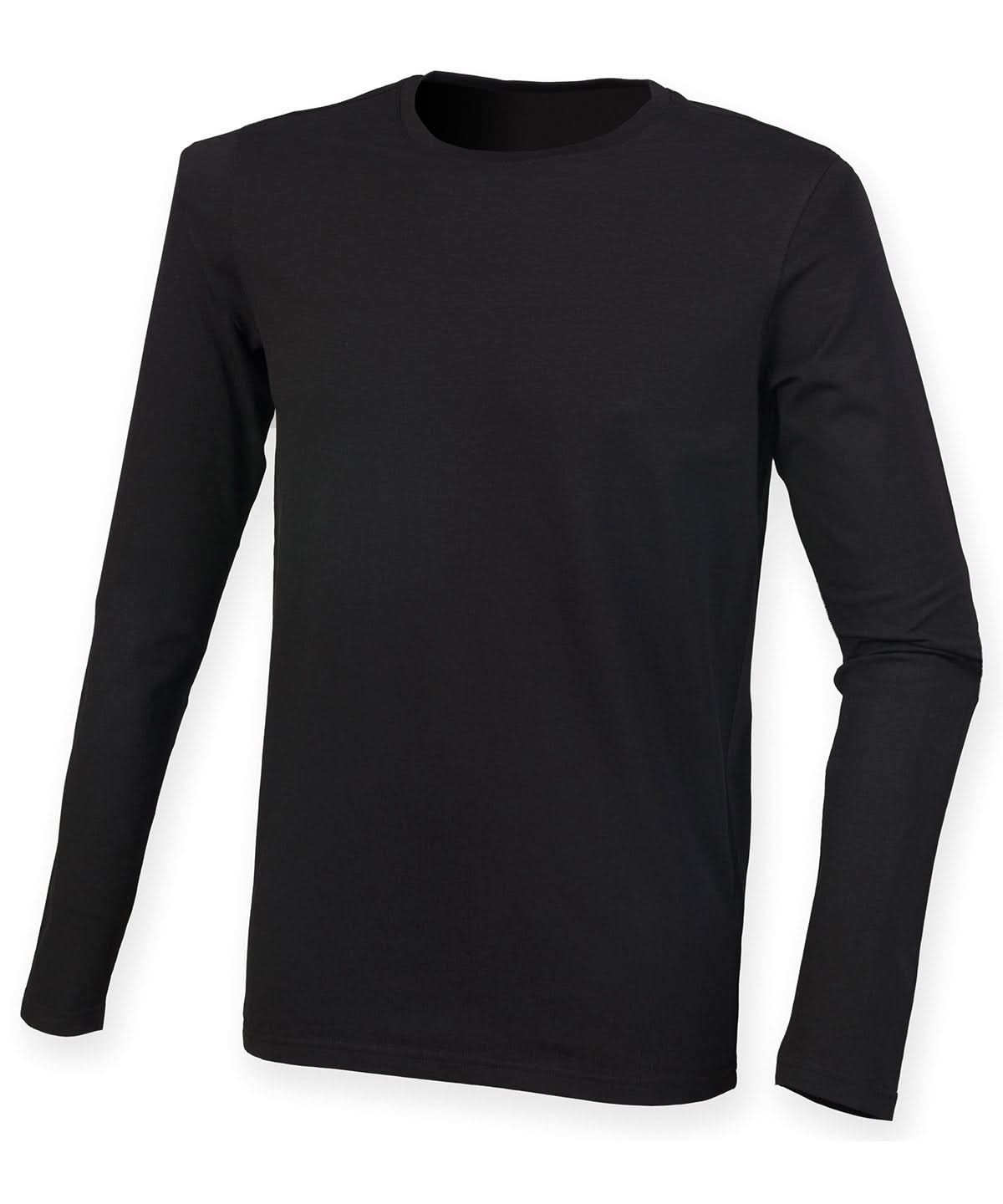 SF Feel good long sleeved stretch t shirt 124 SF124 - Black - Customisable T-Shirt
