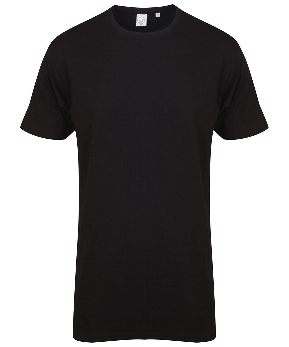 SF Longline t shirt with dipped hem 258 SF258 - Black - Customisable T-Shirt