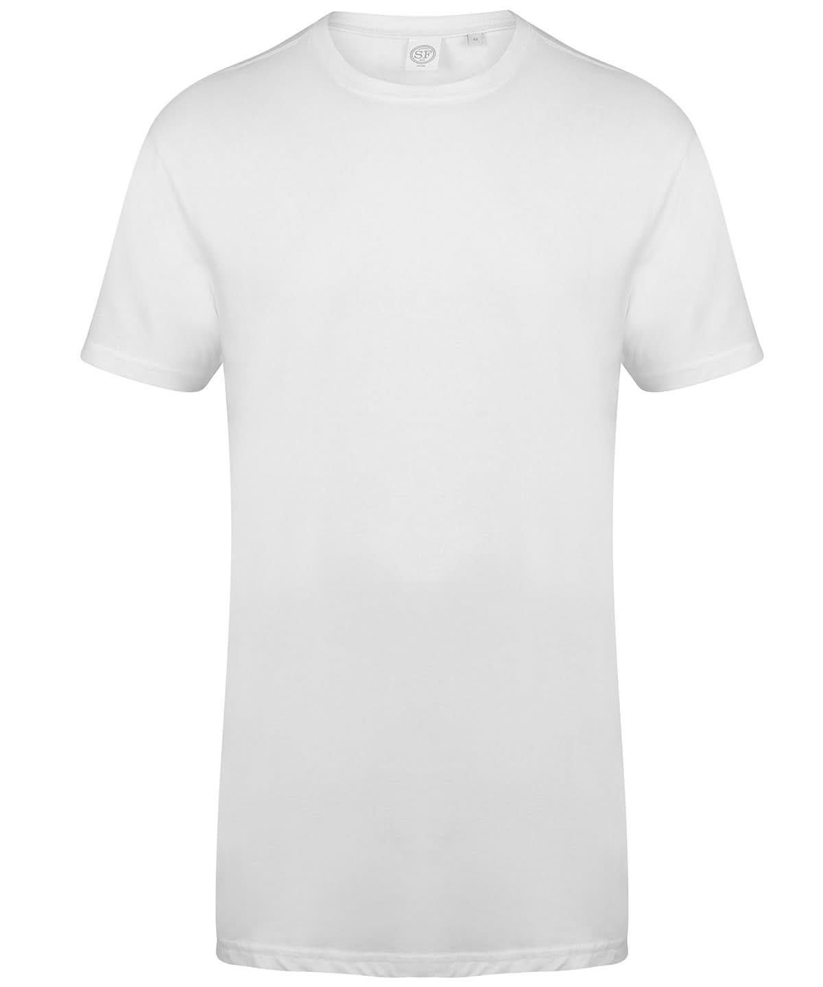 SF Longline t shirt with dipped hem 258 SF258 - White - Customisable T-Shirt