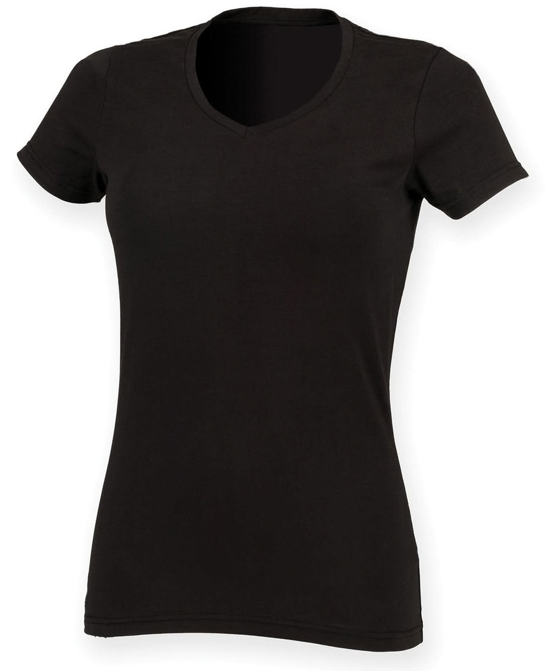 SF Feel good womens stretch v neck t shirt SK122 - Black - Customisable T-Shirt