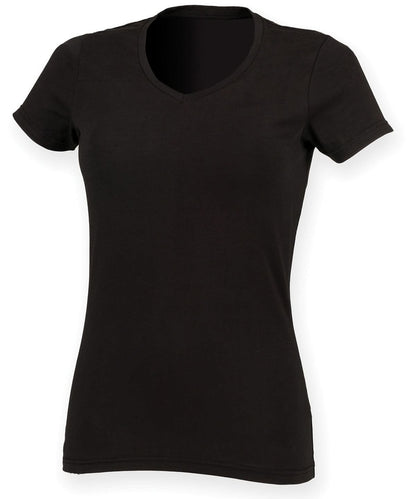 SF Feel good womens stretch v neck t shirt SK122 - Black - Customisable T-Shirt