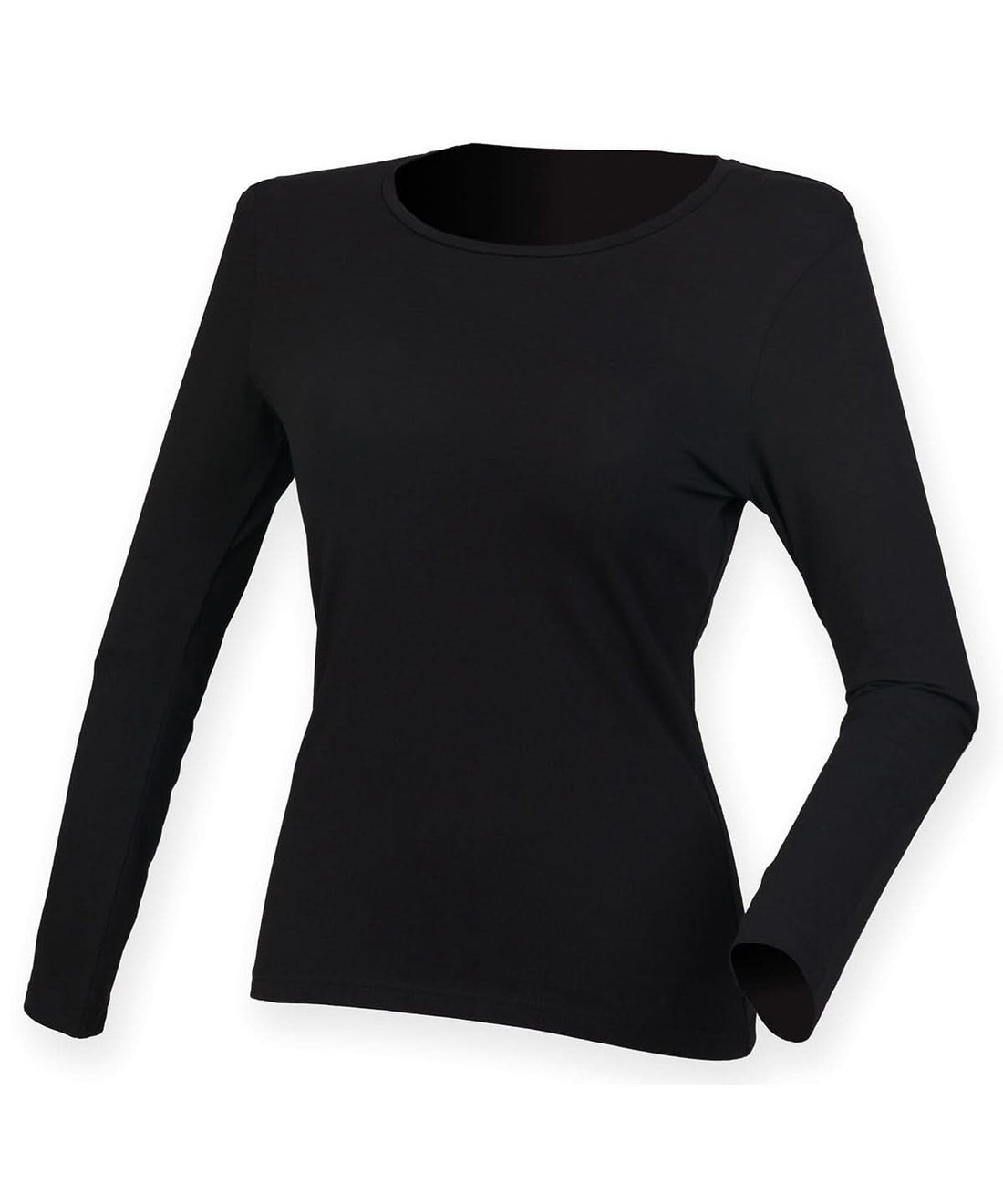 Womens feel good long sleeved stretch t shirt - SK124 - Black - Customisable T-Shirt