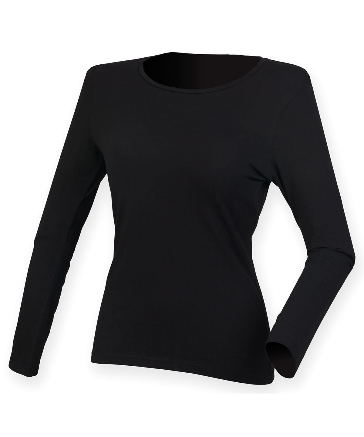 SF Womens feel good long sleeved stretch t shirt SK124 - Black - Customisable T-Shirt