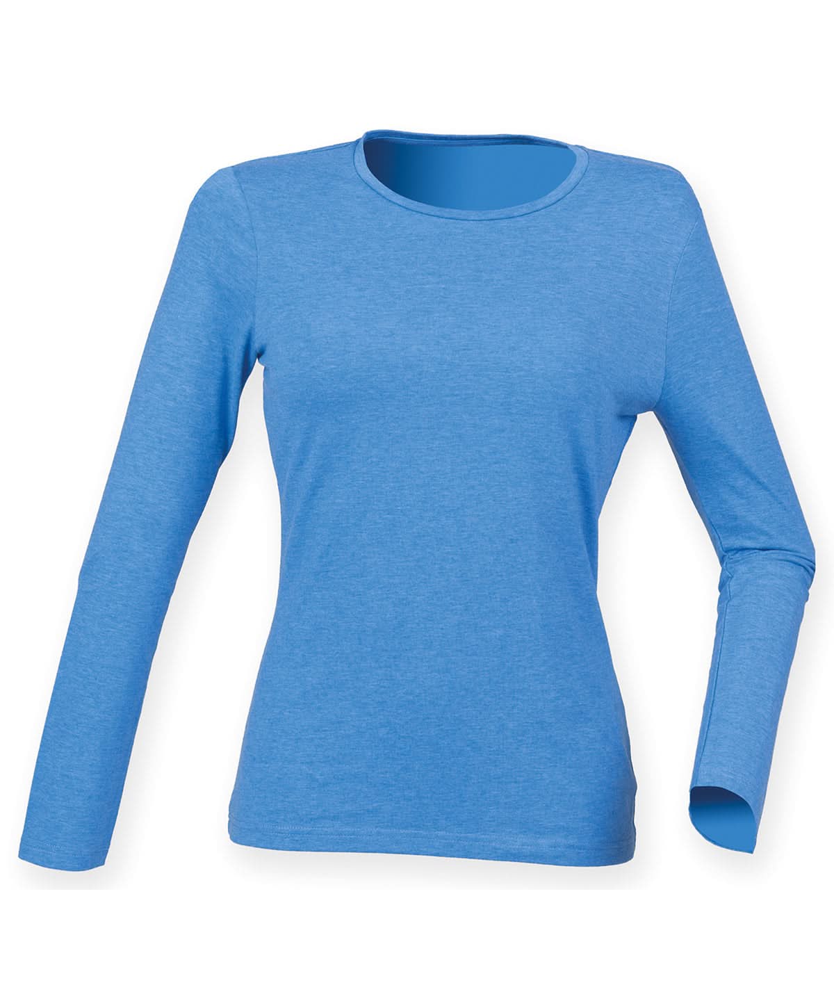 SF Womens feel good long sleeved stretch t shirt SK124 - Heather Blue 2XL - Customisable T-Shirt