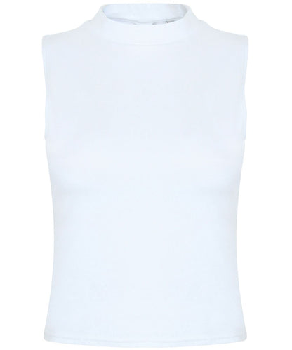 SF Womens high neck crop vest SK170 - White - Customisable Vest