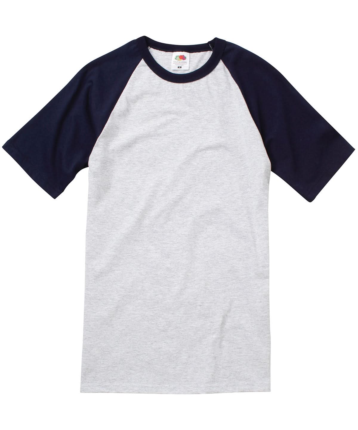 Short Sleeve Baseball T SS026 - Heather Grey Deep Navy - Customisable T-Shirt