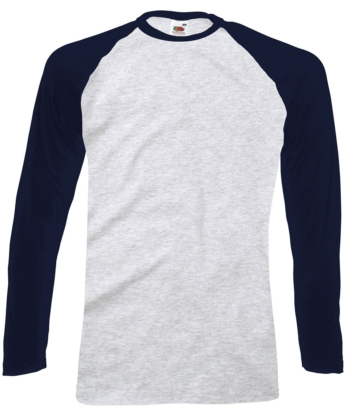 Long Sleeve Baseball T SS028 - Heather Grey Deep Navy - Customisable T-Shirt