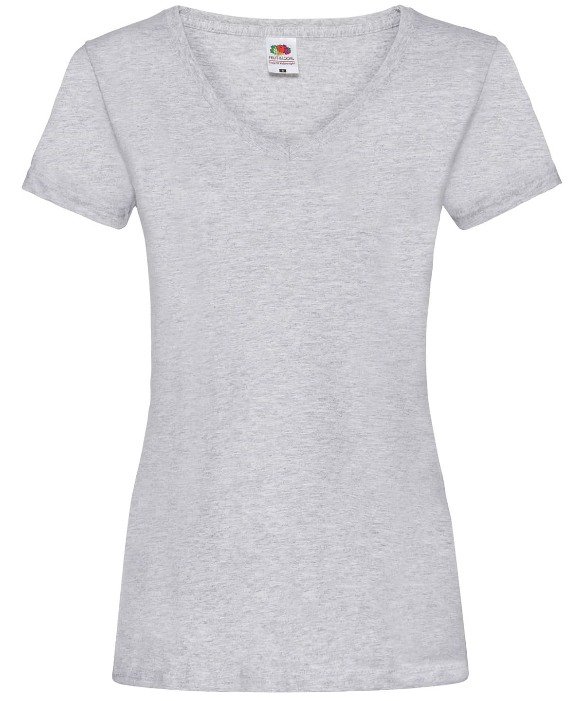 WomenS Valueweight V Neck T SS047 - Heather Grey - Customisable T-Shirt