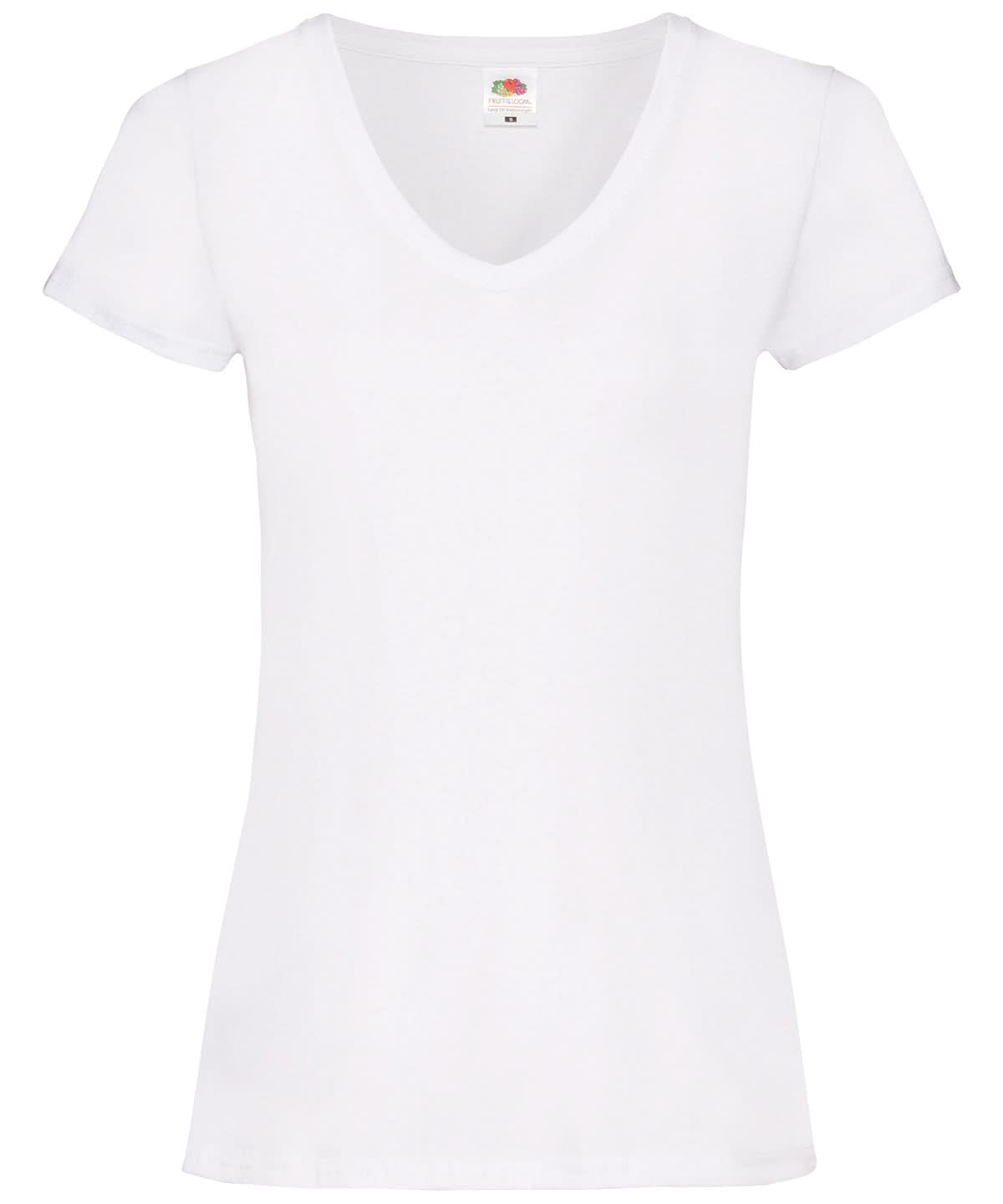 WomenS Valueweight V Neck T SS047 - White - Customisable T-Shirt