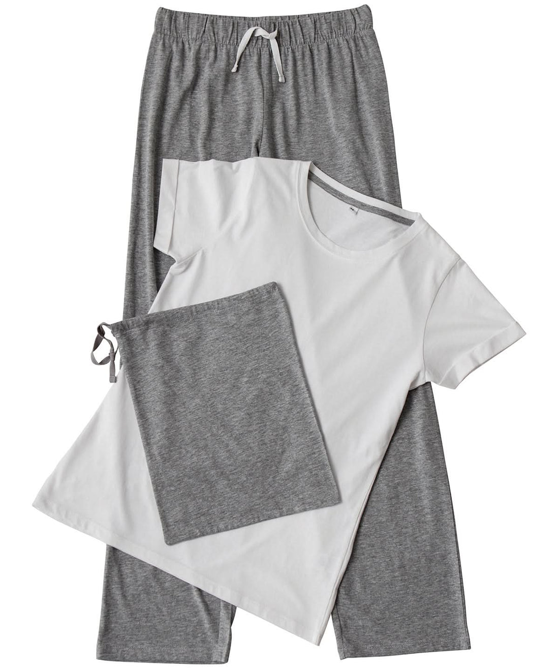 Towel City Womens long pant pyjama set in a bag TC053 - White Heather Grey - Customisable Pyjamas