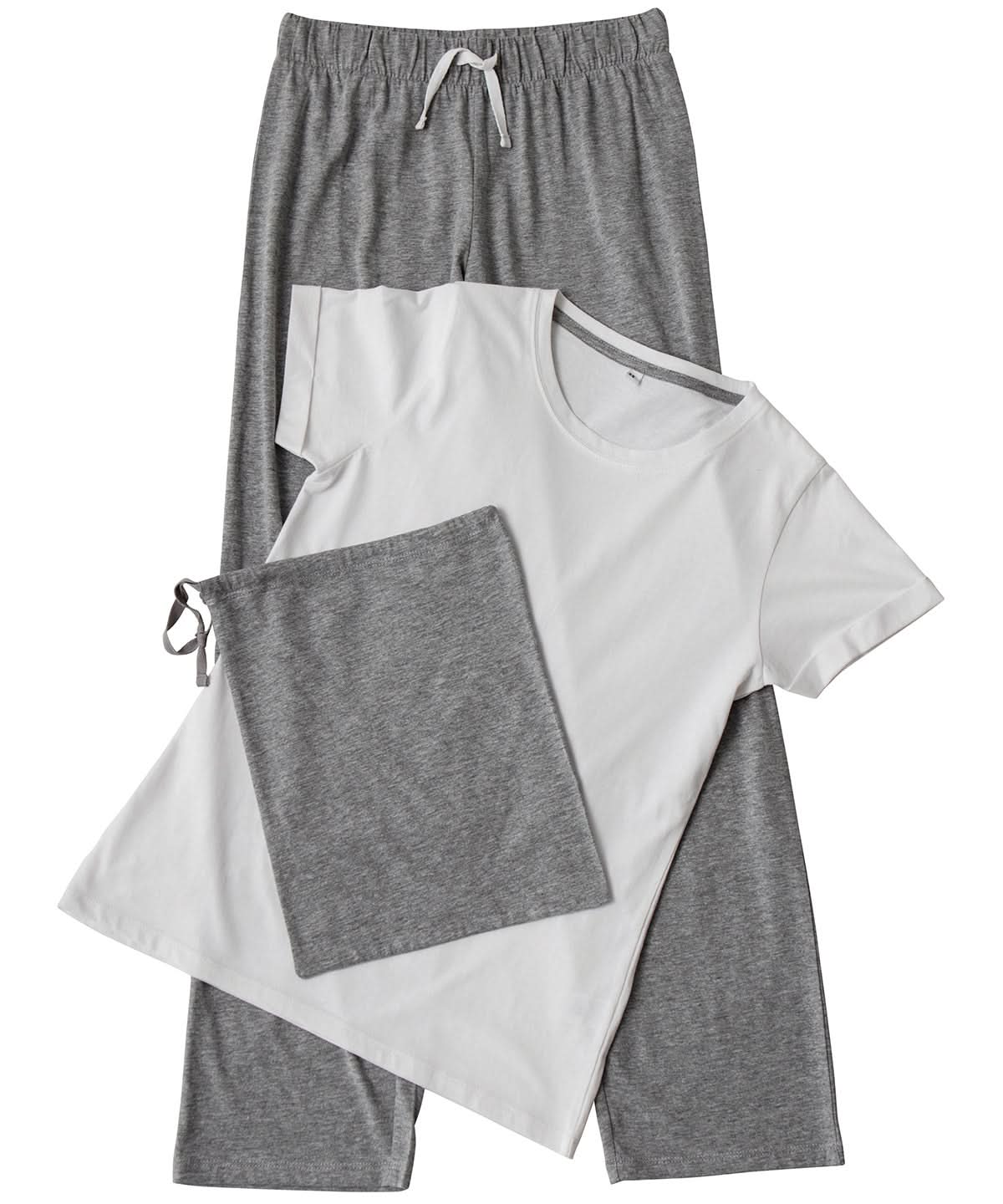 Towel City Womens long pant pyjama set in a bag TC053 - White Heather Grey - Customisable Pyjamas