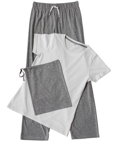 Towel City Womens long pant pyjama set in a bag TC053 - White Heather Grey - Customisable Pyjamas