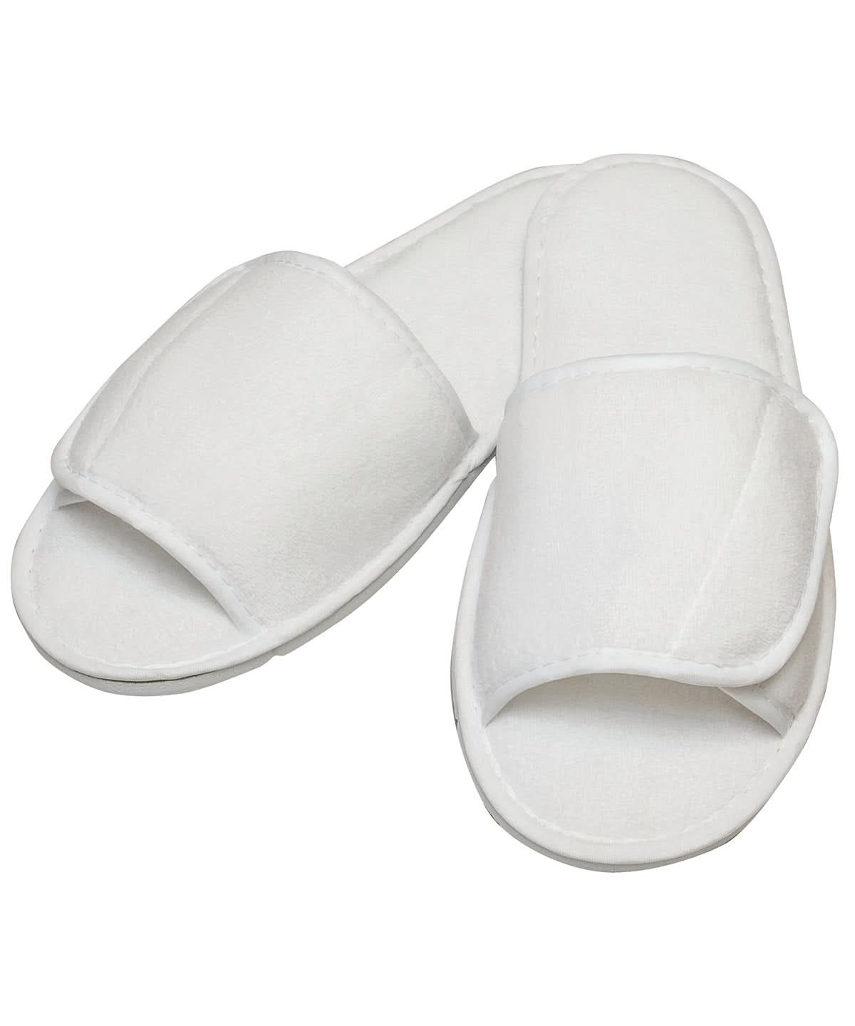Towel City Open toe slippers with hook and loop strap TC067 - White - Customisable Slippers